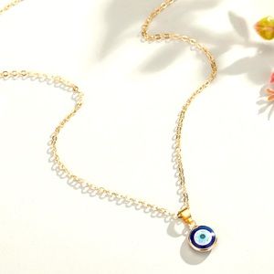 New EVIL EYE NECKLACE, Round  Blue Eye Pendant